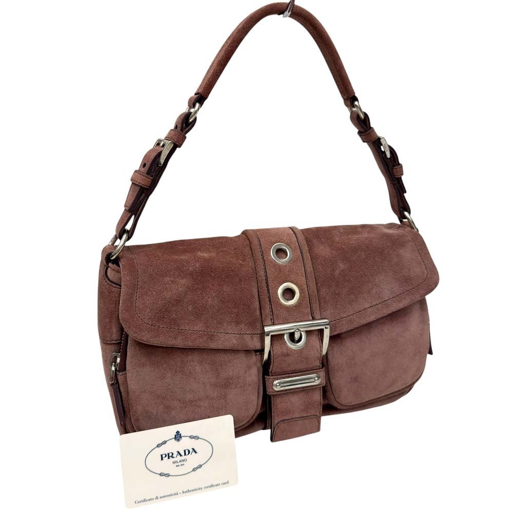 Prada Suede Handbag Russet Green